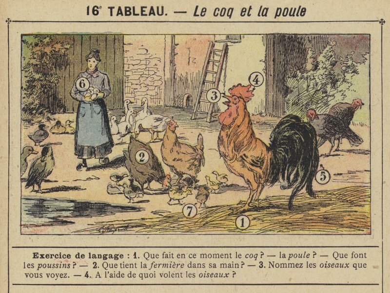 A kakas és a tyúk (színes litho) alkotó: Gustave Fraipont