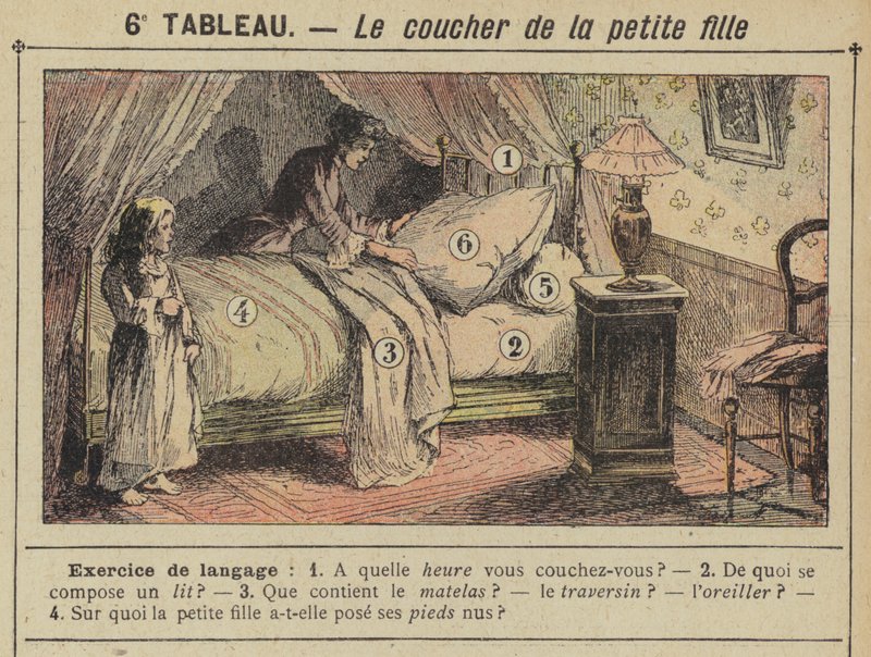 A kislány lefekvés ideje (színes litho) alkotó: Gustave Fraipont