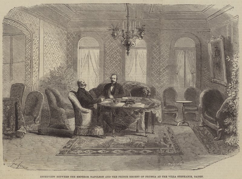 Interjú Napóleon császár és Porosz herceg kormányzója között a Baden-i Villa Stephanie-ban alkotó: Gustave Janet
