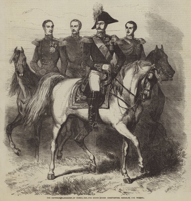 Sándor orosz császár, valamint Konstantin, Miklós és Mihály nagyhercegek alkotó: Gustave Janet