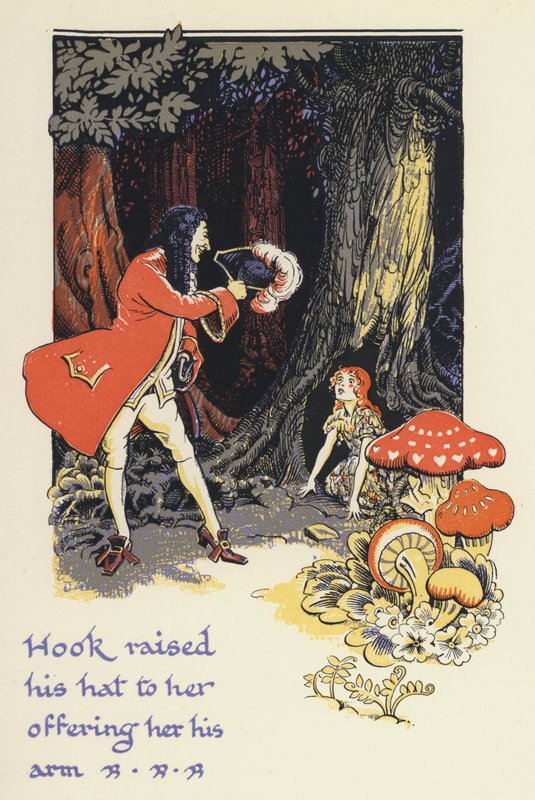 Peter Pan és Wendy: Hook felemelte a kalapját, és felkínálta a karját (színes litó) alkotó: Gwynedd M. Hudson