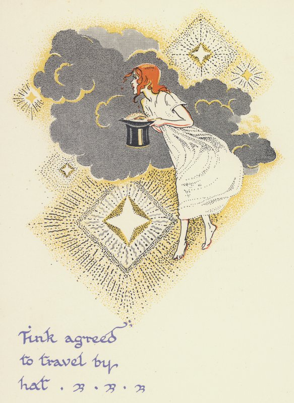 Peter Pan és Wendy: Tink beleegyezett, hogy kalappal utazzon (színes litó) alkotó: Gwynedd M. Hudson