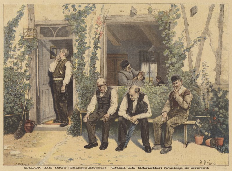 Borbélynál (A borbélyoknál) alkotó: H. Brispot