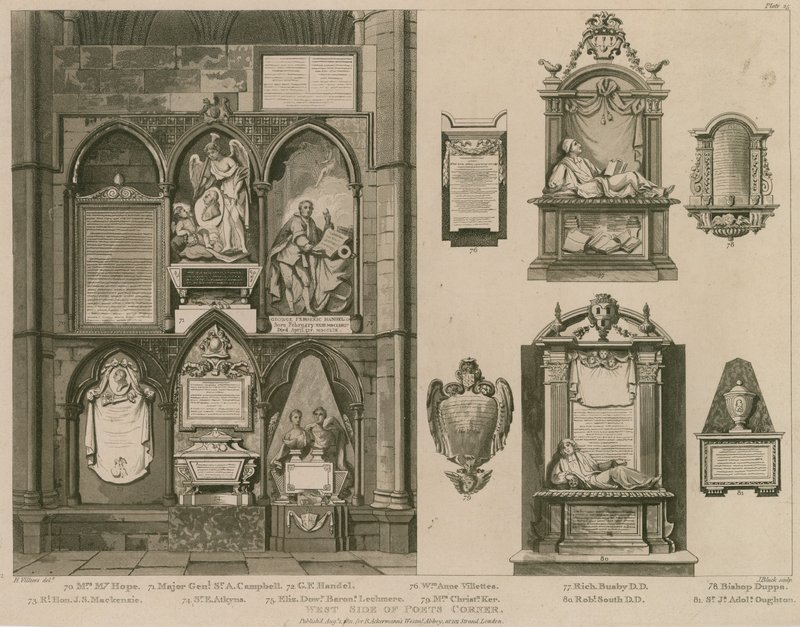 A Poets Corner nyugati oldala, Westminster Abbey, London alkotó: H. Villiers