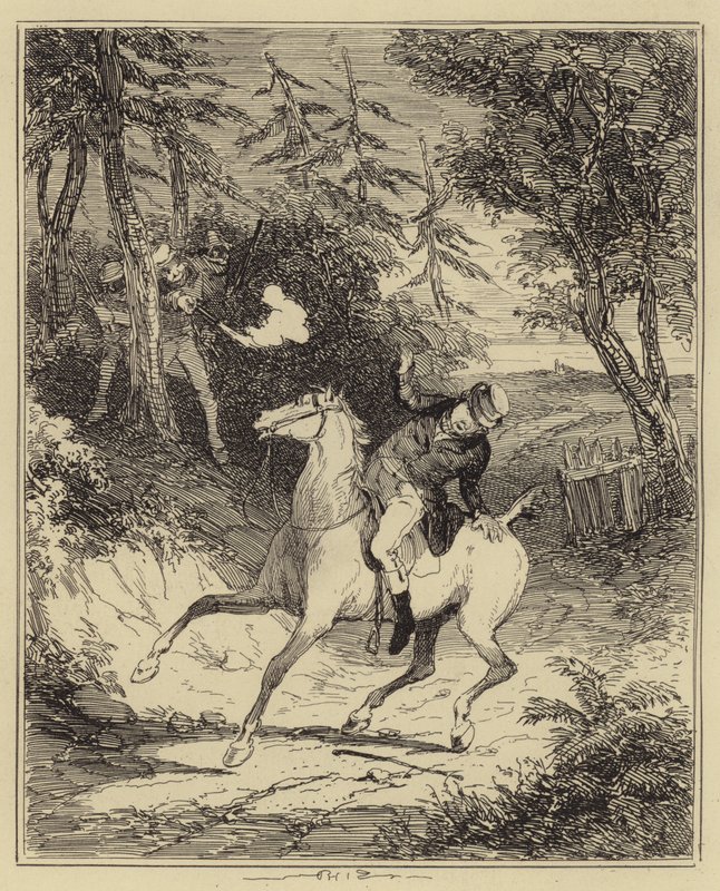 A ludditák lelövik Horsfallt (metszet) alkotó: Hablot Knight (1815 92) (after) Browne