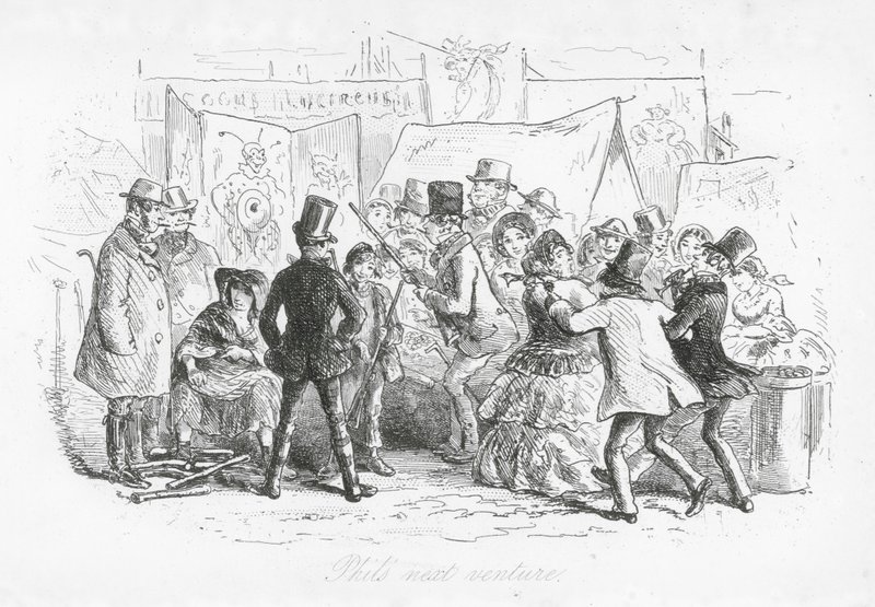 Londoni utcák: Phil következő vállalkozása (metszet) alkotó: Hablot Knight (1815 92) Browne