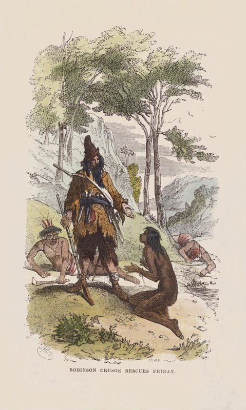 Robinson megmenti pénteket (színes metszet) alkotó: after Hablot Knight Browne