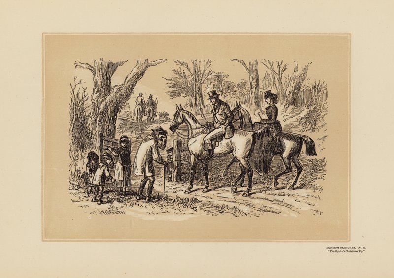 Vadászati vázlatok, No 12, A földesúr karácsonyi tippje (metszet) alkotó: Hablot Knight (1815 92) Browne