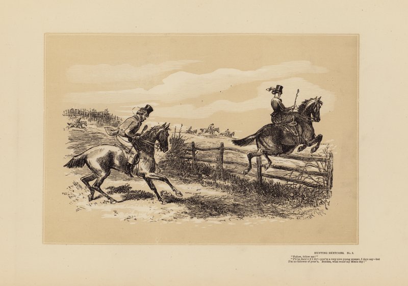 Vadászvázlatok, No 3, Kövesd a vezéremet, mi (metszet) alkotó: Hablot Knight (1815 92) Browne