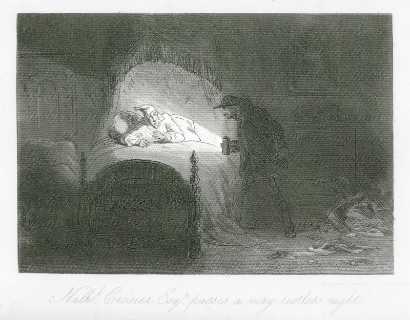 Londoni utcák: Nathaniel Crosier, Esq, egy nagyon nyugtalan éjszakát töltött (metszet) alkotó: Hablot Knight (1815 92) Browne