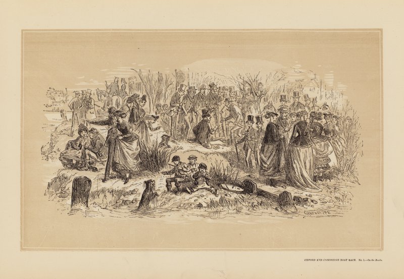 Oxford és Cambridge Boat Race, No 1, On the Banks (metszet) alkotó: Hablot Knight (1815 92) Browne