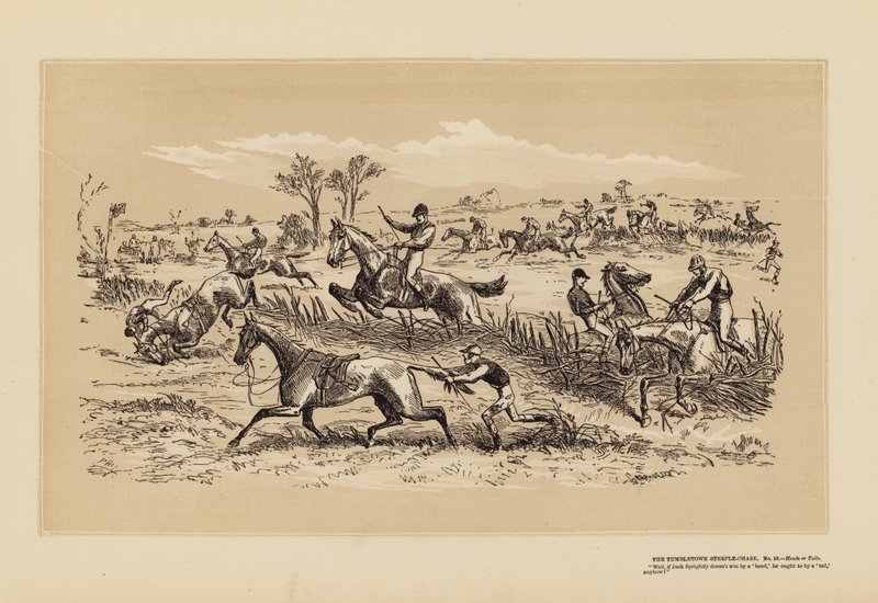 The Tumbletown Steeple-Chase, 10. szám, Fej vagy írás (metszet) alkotó: Hablot Knight (1815 92) Browne