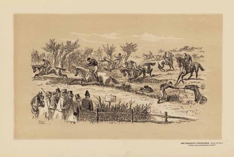 Tumbletown Steeple-Chase, 6. szám, A patak (metszet) alkotó: Hablot Knight (1815 92) Browne