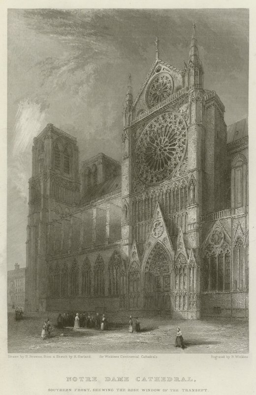 Notre Dame-székesegyház, déli front, a kereszthajó rózsaablakával alkotó: Hablot Knight Browne