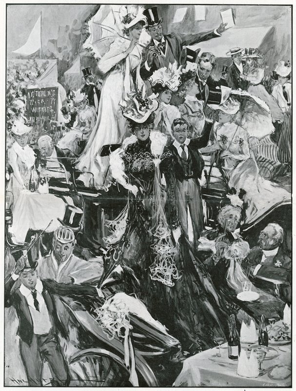 Eton és Harrow krikettmérkőzés (litográfia) alkotó: Hal Hurst