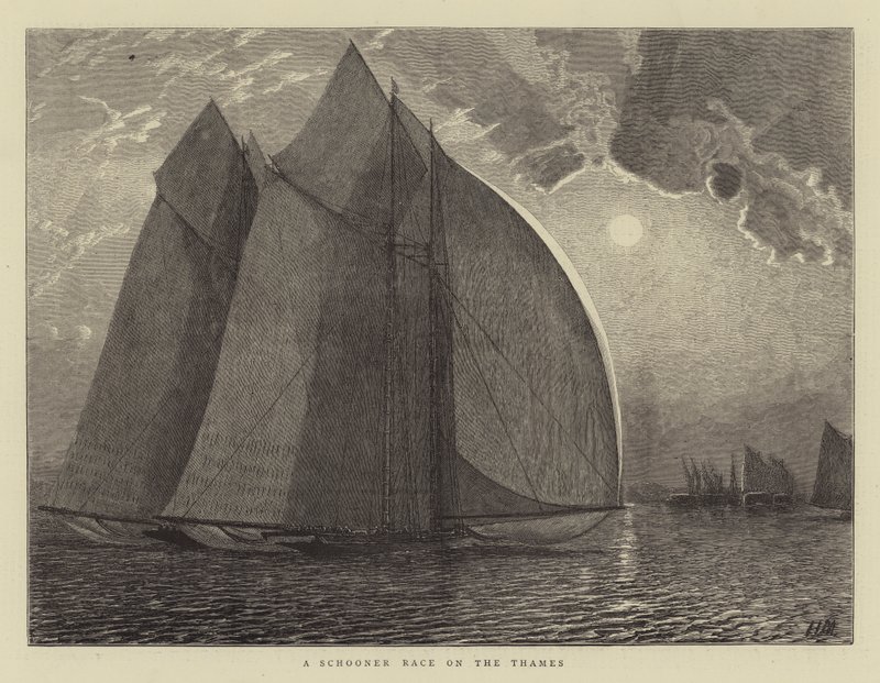 Schooner Race a Temzén alkotó: Hamilton Macallum