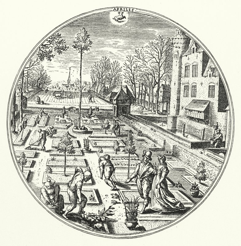 április (metszet) alkotó: Hans (after) Bol