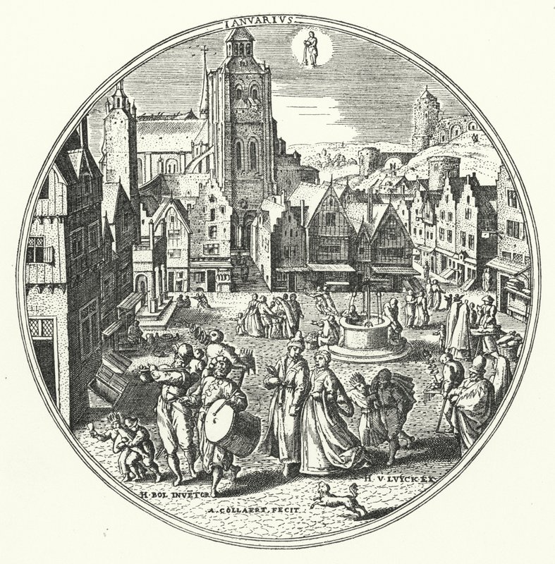 január (metszet) alkotó: Hans (after) Bol