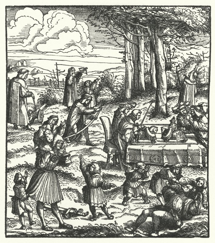Maximilian osztrák főherceg játszótársaival gyermekkorában (metszet) alkotó: Hans (after) Burgkmair