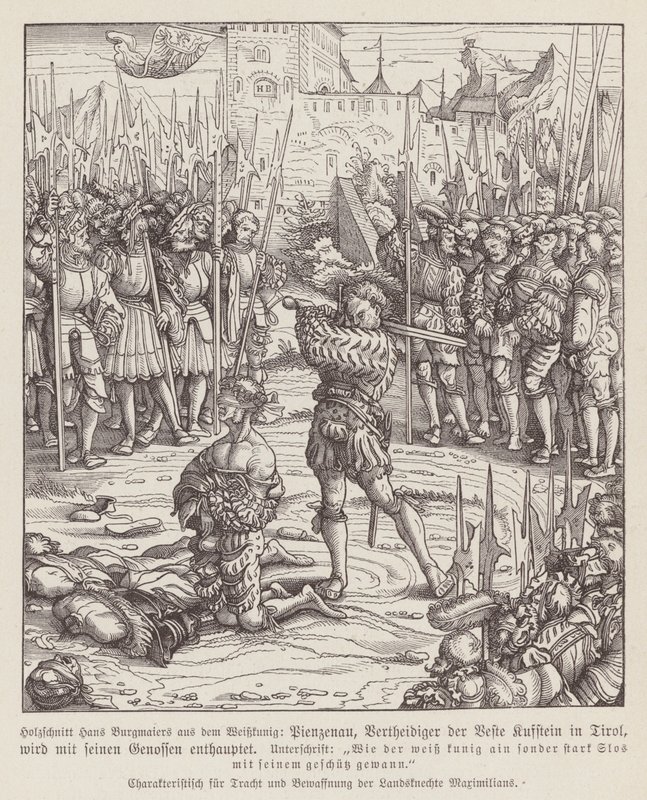 Kufstein őrzőjének kivégzése (Tirol) (fametszet) alkotó: Hans (after) Burgkmair
