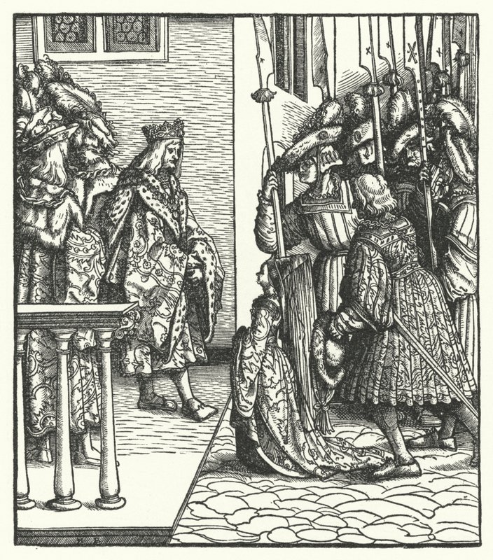 Osztrák Margit, Maximilian osztrák főherceg lánya, XI. Lajos francia király gyámságába szállították. alkotó: Hans (after) Burgkmair
