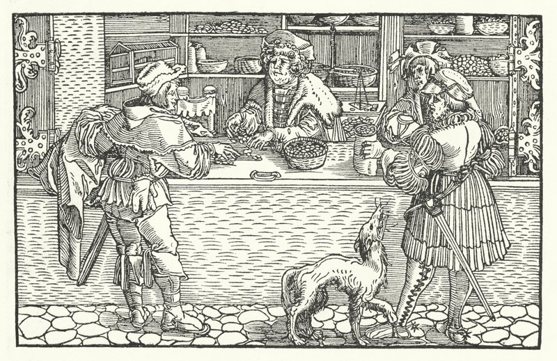 A pénzváltó (metszet) alkotó: Hans (after) Burgkmair