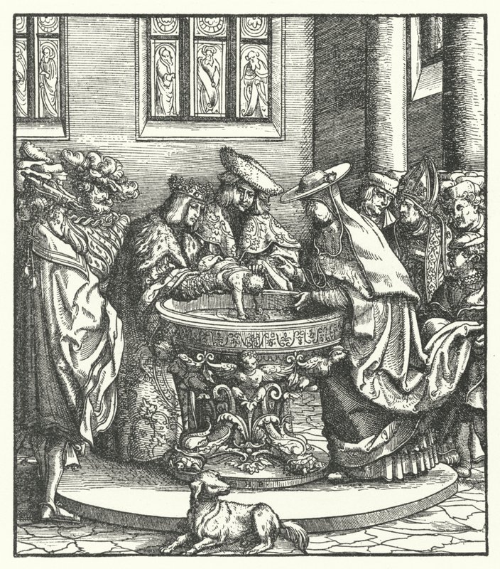 Maximilian osztrák főherceg megkeresztelkedése alkotó: Hans (after) Burgkmair