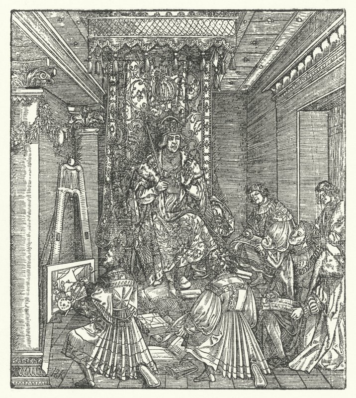 A herceg dicsőségének hirdetőivel (metszet) alkotó: Hans (after) Burgkmair
