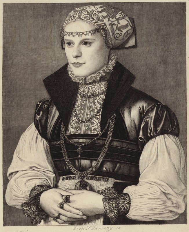 Női portré 16. századi ruházatban alkotó: Hans Holbein der Jüngere