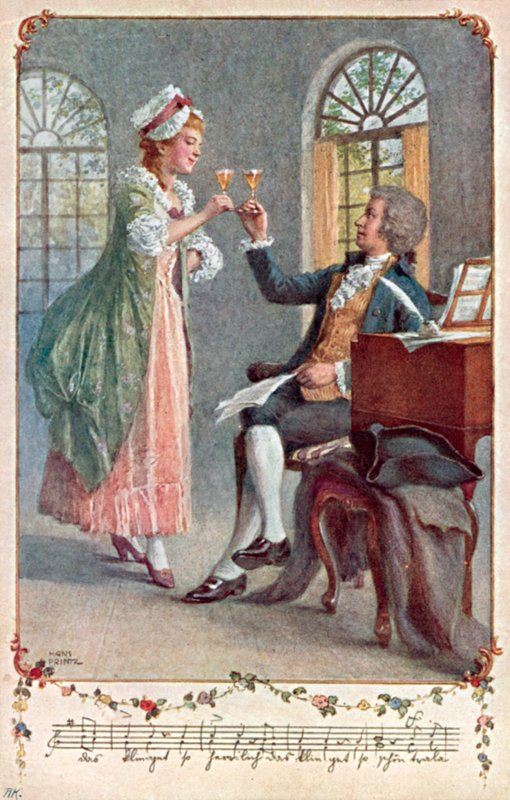 Mozart „A varázsfuvola” című operáján dolgozik a bécsi Wieden negyed színházában (színes litó) alkotó: Hans Printz
