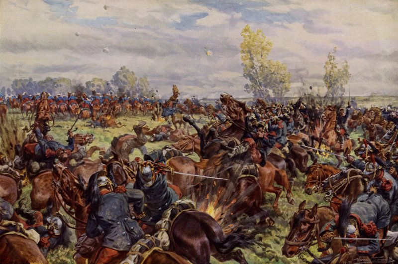 Harcok a nagy francia offenzíva során az Argonne-tól nyugatra, 1915. szeptember 25-30. (színes litho) alkotó: Hans W. (after) Schmidt