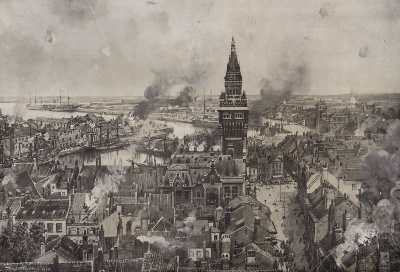 Dunkerque bombázása (litho) alkotó: Hans W. (after) Schmidt