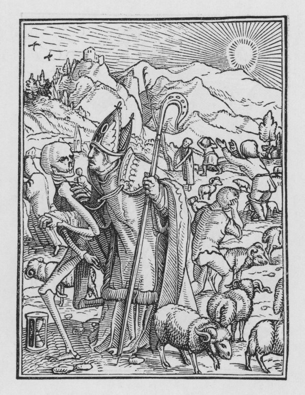 Holbein haláltánca: A püspök alkotó: Hans after Holbein the Younger