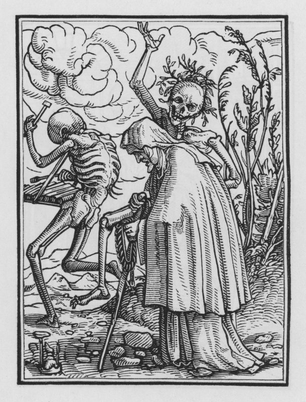 Holbein haláltánca: Az öregasszony alkotó: Hans after Holbein the Younger