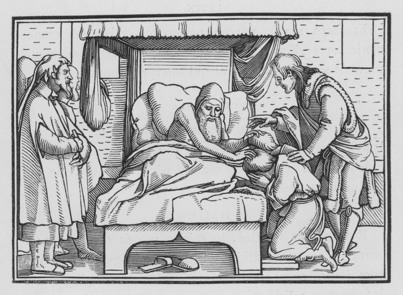 Áldott Jákób József és két fia, 1Mózes XLVIII., 14 alkotó: Hans after Holbein the Younger