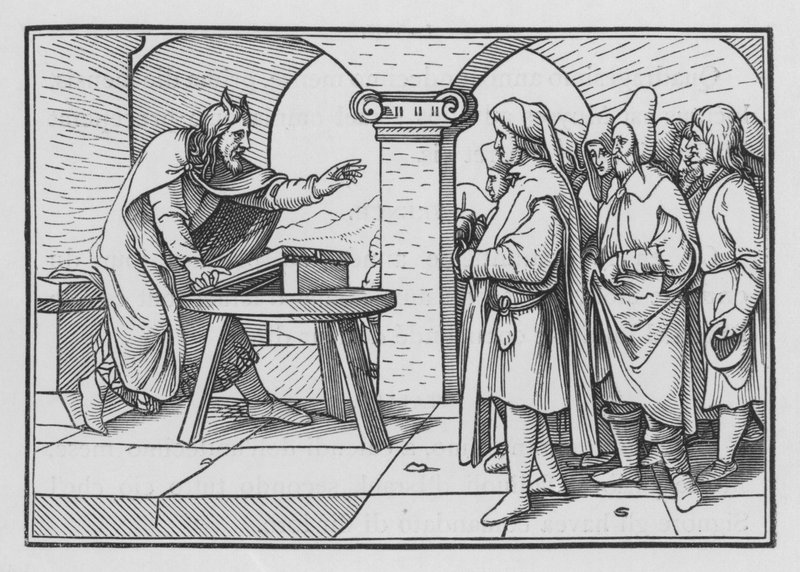 Mózes engedelmességre buzdítja az istenek múltbeli ügyeit, 5Mózes IV, 1. alkotó: Hans after Holbein the Younger
