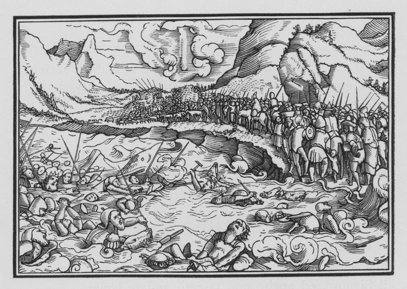 A fáraó üldözi az izraelitákat, XIV. Exodus, 28 alkotó: Hans after Holbein the Younger