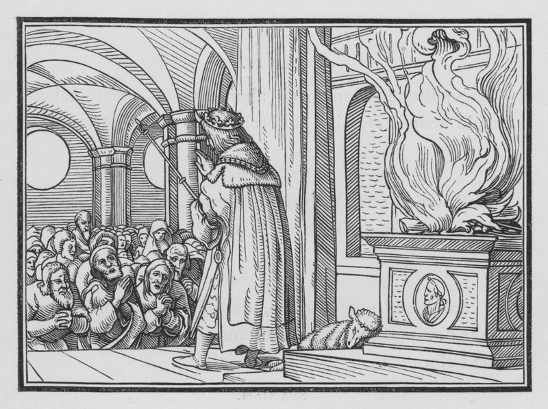 Salamon áldja a népet és dicséri Istent, 2 Krónika VI, 12 alkotó: Hans after Holbein the Younger