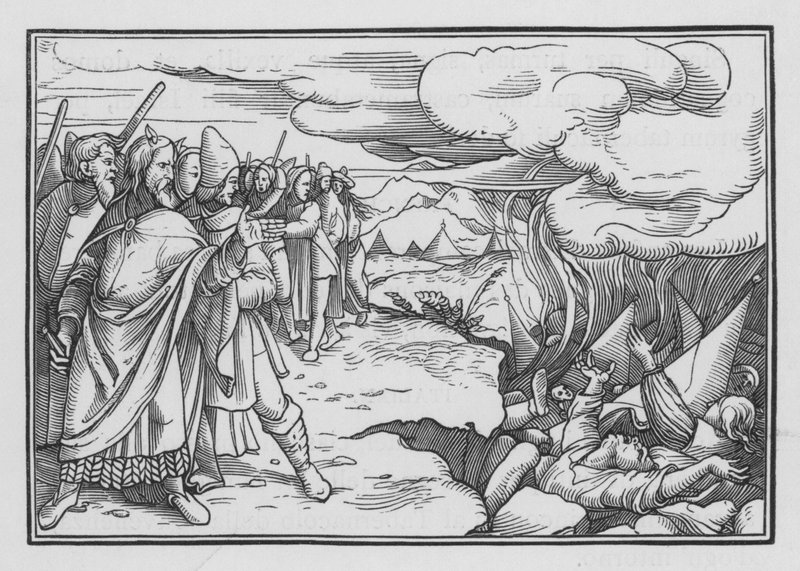 Kórah, Dátán és Abiram lázadása, XVI. szám, 33 alkotó: Hans after Holbein the Younger