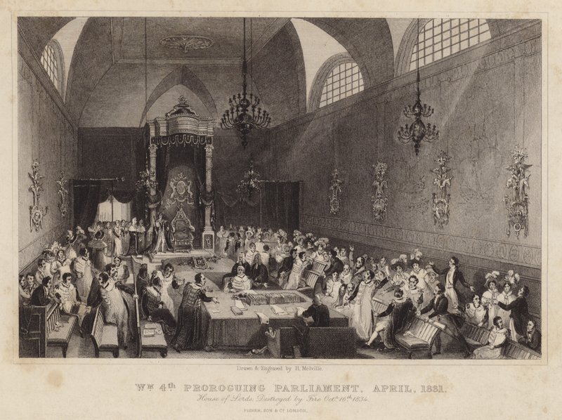IV. Vilmos király a parlament előterjesztését követően, 1831. április alkotó: Harden Sidney Melville
