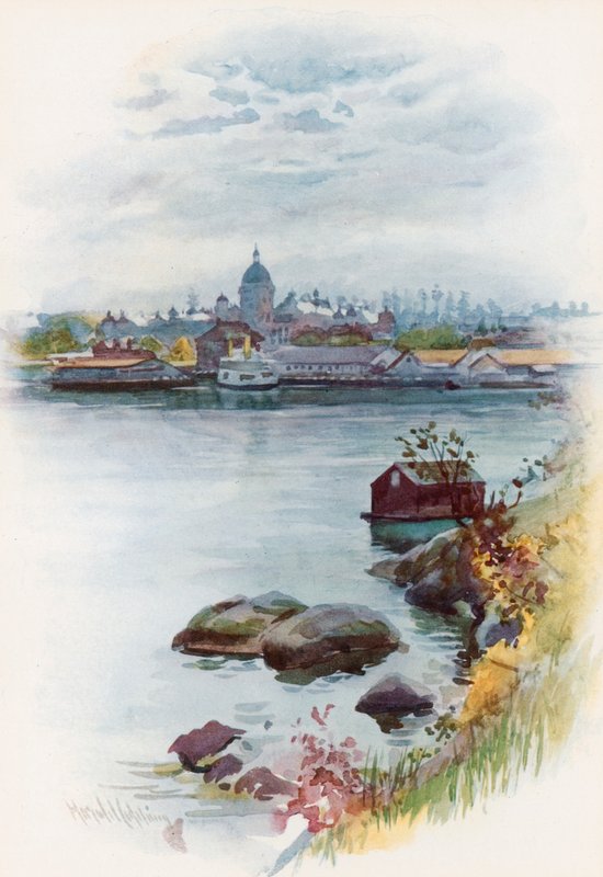 Kilátás a Parlament épületére, Victoria, British Columbia alkotó: Harold Copping