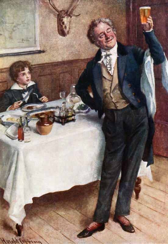 Dávid és a barátságos pincér (színes litó) alkotó: Harold Copping