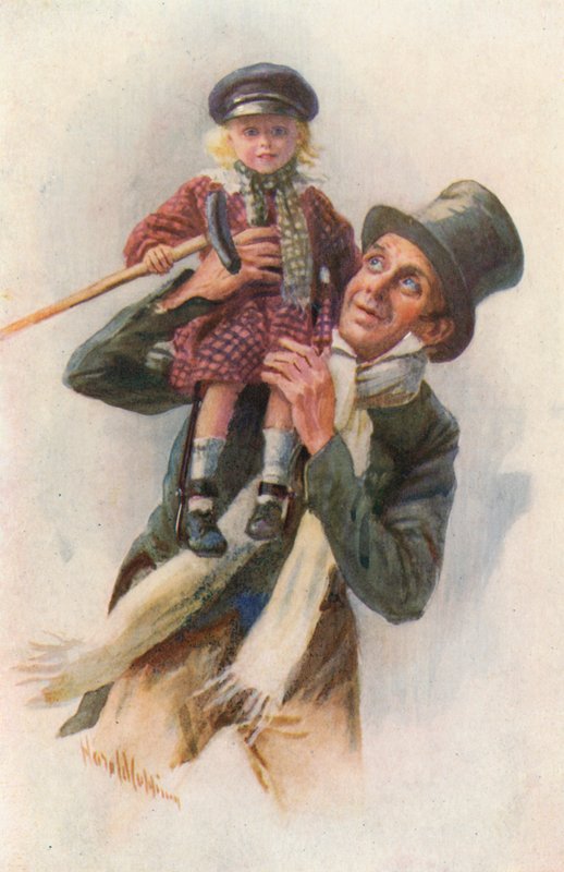 Illusztráció Charles Dickens karácsonyi énekéhez (színes litó) alkotó: Harold Copping