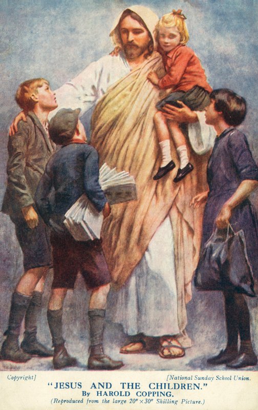 Jézus és a gyermekek (színes litográfia) alkotó: Harold Copping