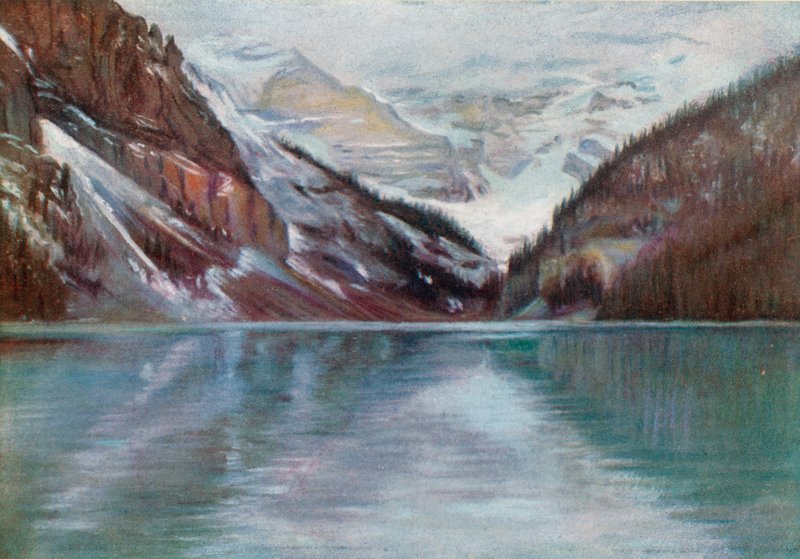 Lake Louise, a tó a felhők között alkotó: Harold Copping