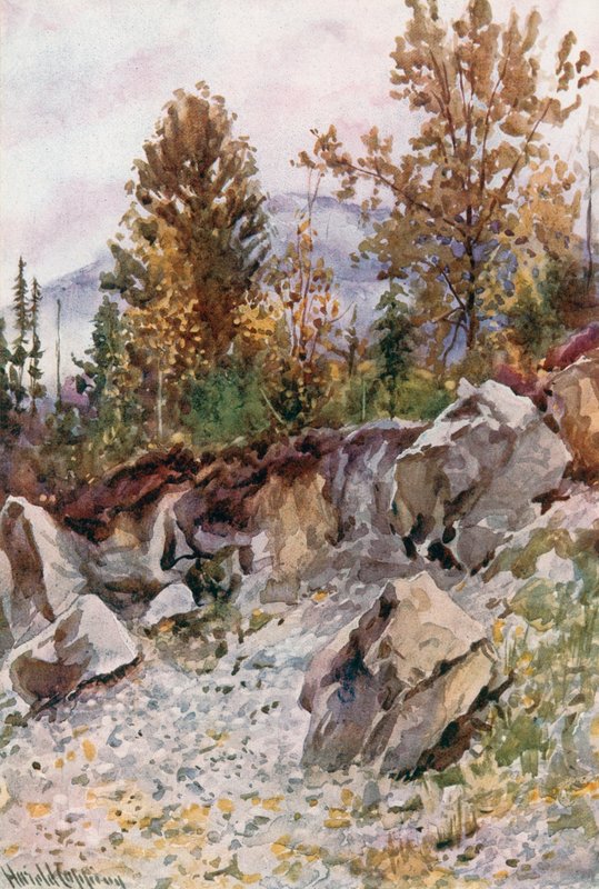 Mount Mackenzie, a Revelstoke melletti kőbányából alkotó: Harold Copping