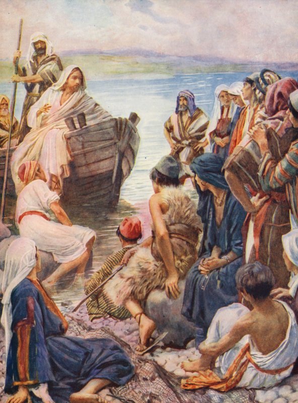 Újszövetség: A tónál (színes litográfia) alkotó: Harold Copping