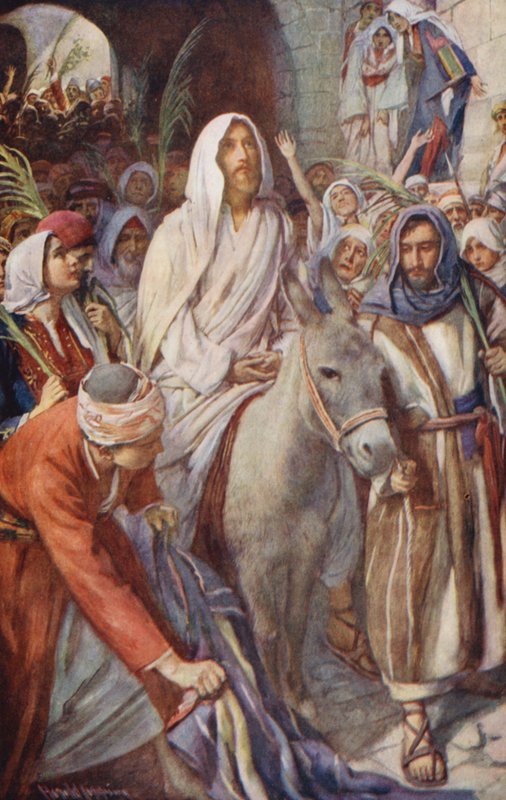 Újszövetség: (színes litó): "Hozsanna Dávid Fiának" (színes litó) alkotó: Harold Copping