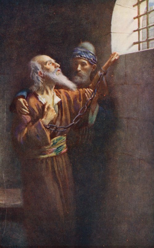 Újszövetség: (színes litó): "Jó harcot vívtam" (színes lithó) alkotó: Harold Copping