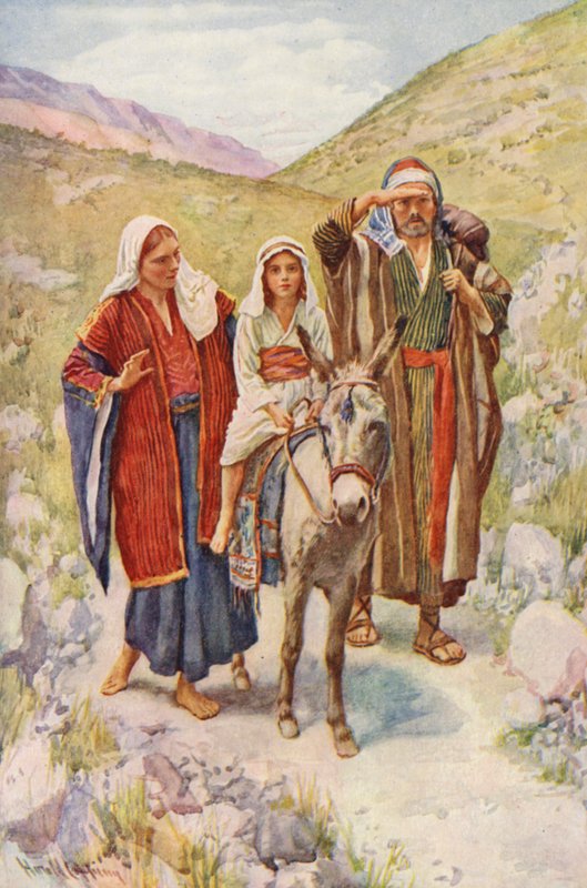 Újszövetség: Egyiptomból való visszatérés (színes litográfia) alkotó: Harold Copping